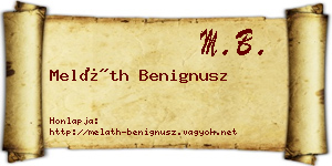 Meláth Benignusz névjegykártya